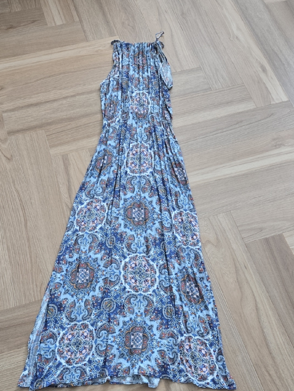 Blue Sand Made In Italy Light Blue Paisley Maxi Dress - Halter Summer XS